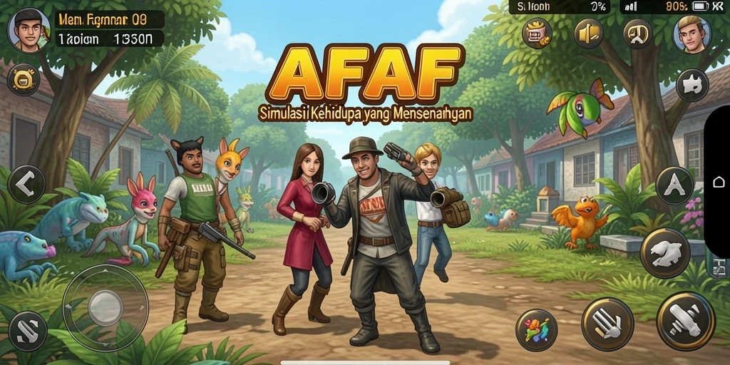 Screenshot gameplay AFAF menampilkan interaksi karakter yang dinamis.