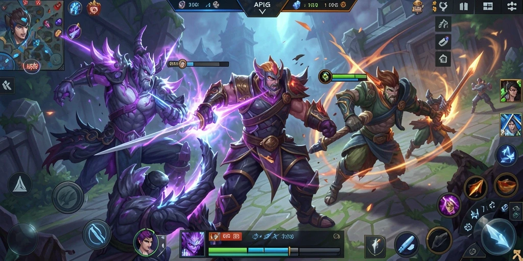 Gameplay seru API66 di arena pertempuran MOBA.