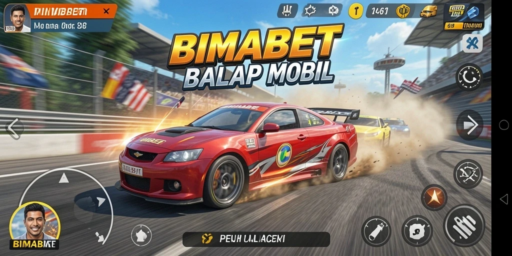 Screenshot utama BIMABET menunjukkan aksi balap mobil yang mendebarkan.