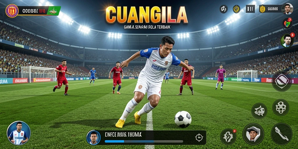 Tangkapan layar CUANGILA menampilkan aksi seru di lapangan sepak bola.