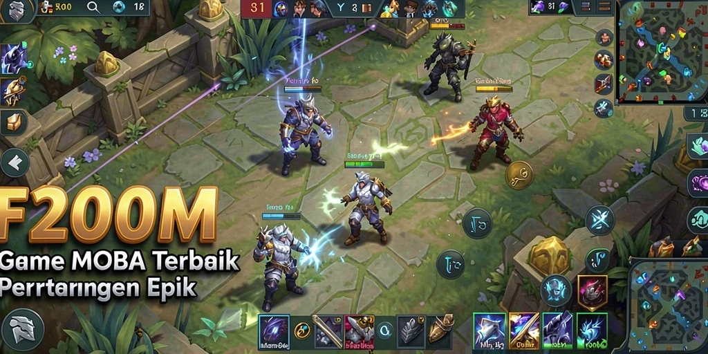 Tampilan gameplay seru dari F200M dalam pertempuran tim strategis.