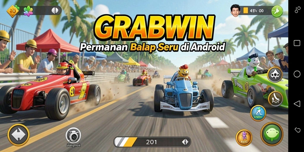 Tampilan gameplay seru dan mendebarkan dari GRABWIN.