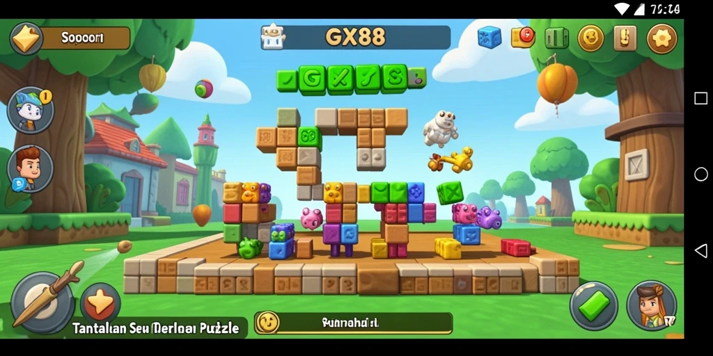 Screenshot GX88 menunjukkan gameplay yang menarik dan menantang dalam permainan Puzzle.