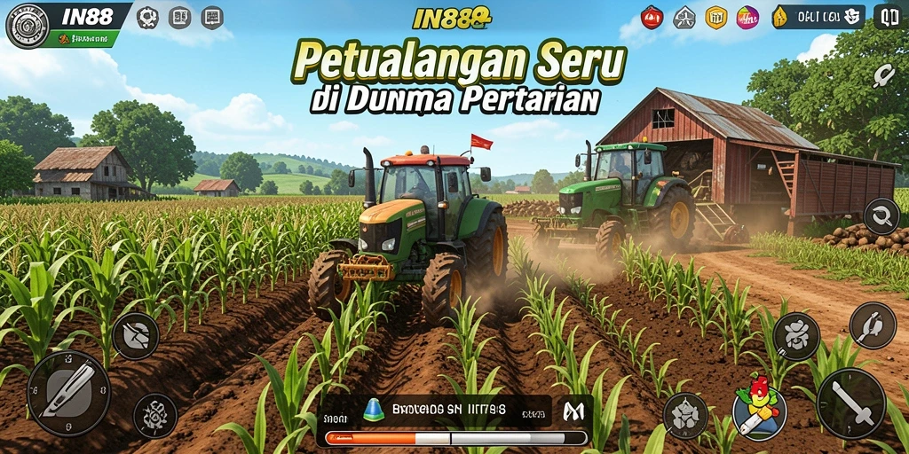 Tampilan gameplay IN88 dengan aktivitas bertani yang menarik.