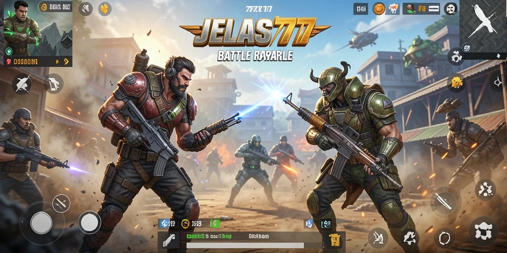 Tampilan seru dari gameplay Battle Royale di JELAS777.
