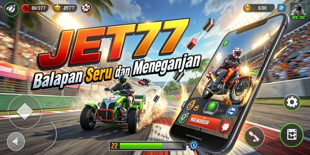 Tampilan seru dari gameplay balapan di JET77 yang penuh aksi.