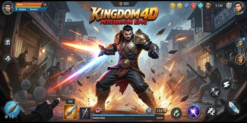 Tampilan gameplay KINGDOM4D yang mendebarkan dengan aksi pertarungan cepat.