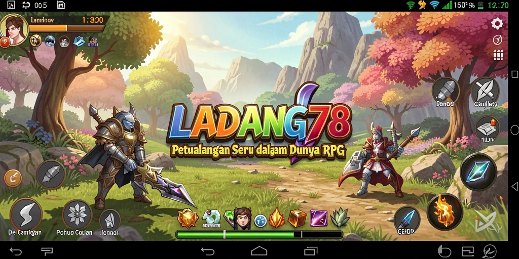 Tangkapan layar gameplay RPG yang menampilkan pertarungan dan eksplorasi di LADANG78.
