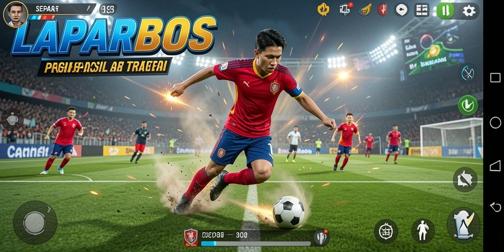 Tampilan gameplay menegangkan dalam LAPARBOS saat tim bertanding.