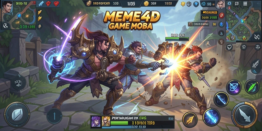 Gameplay MOBA yang menarik dan cepat di MEME4D.