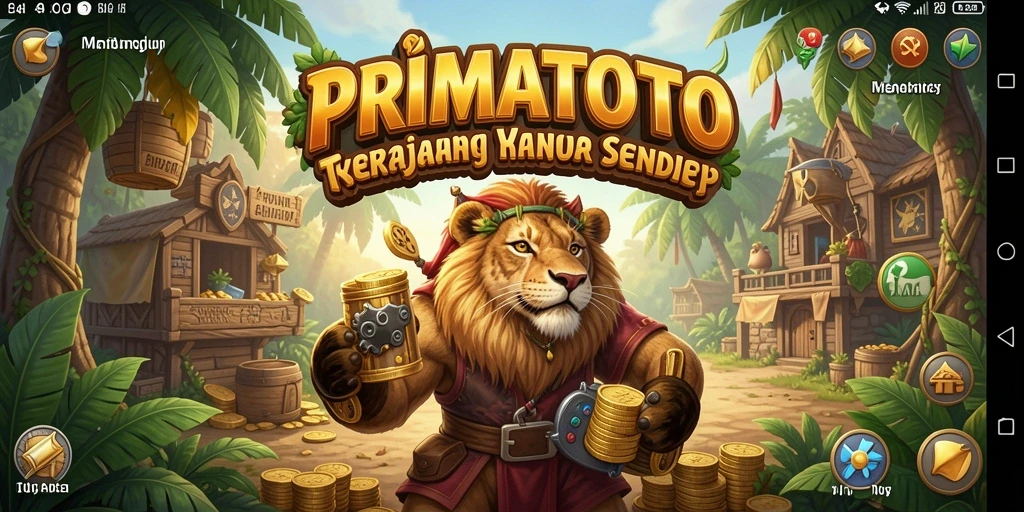 Screenshot gameplay PRIMATOTO menampilkan pengelolaan bisnis yang strategis.