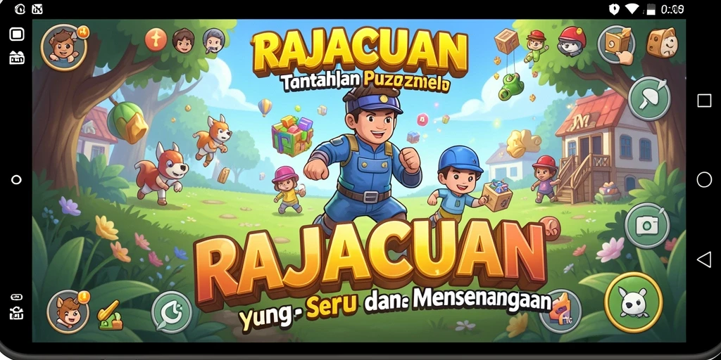 Tampilan gameplay RAJACUAN dengan berbagai puzzle menantang.