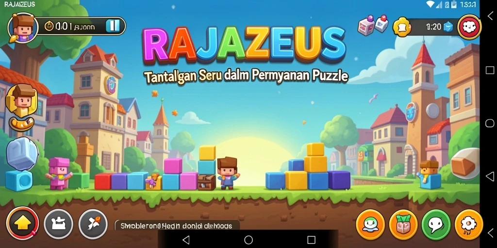 Screenshot RAJAZEUS menampilkan gameplay puzzle yang menantang dan menarik.