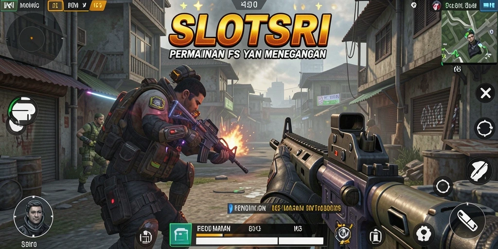 Tampilan gameplay SLOTSRI menampilkan aksi tembak-menembak yang mendebarkan.