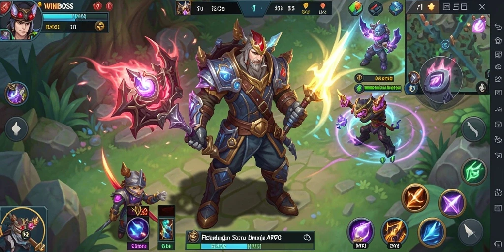 Screenshot WINBOSS menunjukkan aksi penuh dalam pertempuran ARPG.